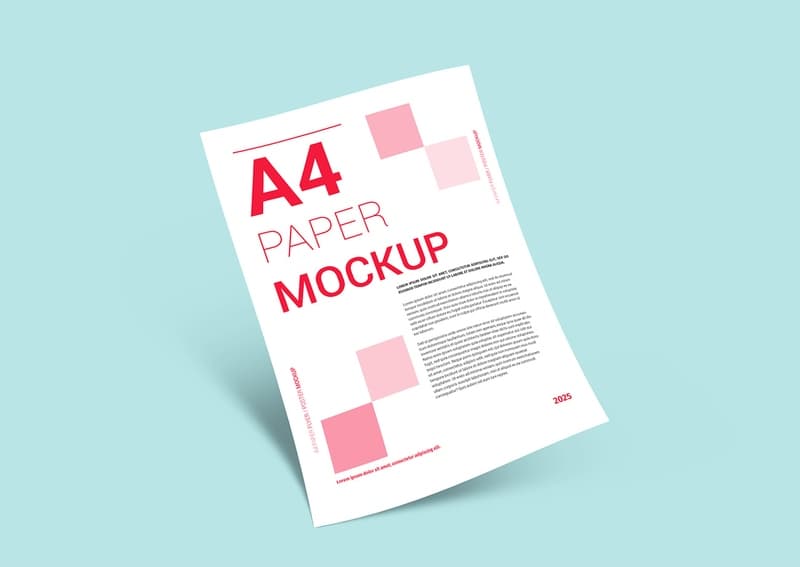 Mockup giấy A4 , tài liệu PSD mẫu 054