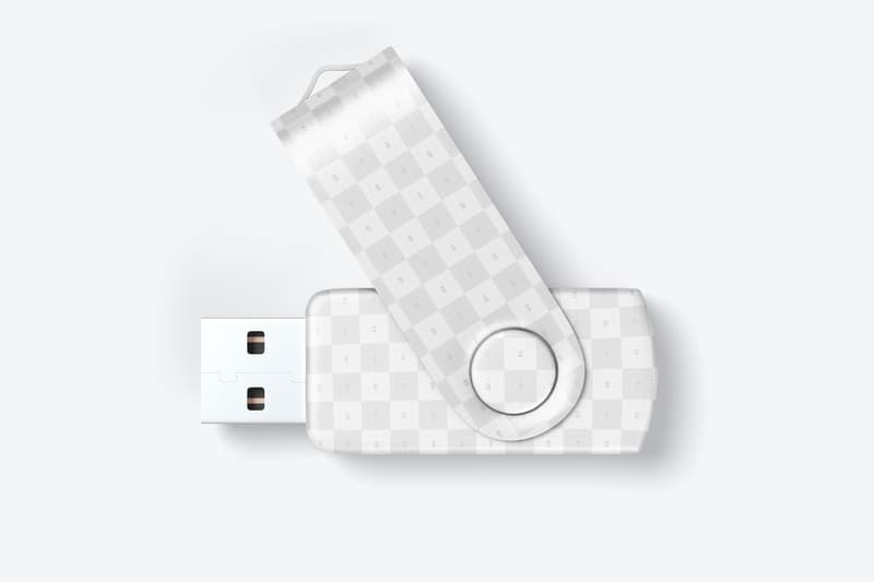 Mockup thẻ nhớ màu trắng tím USB PSD