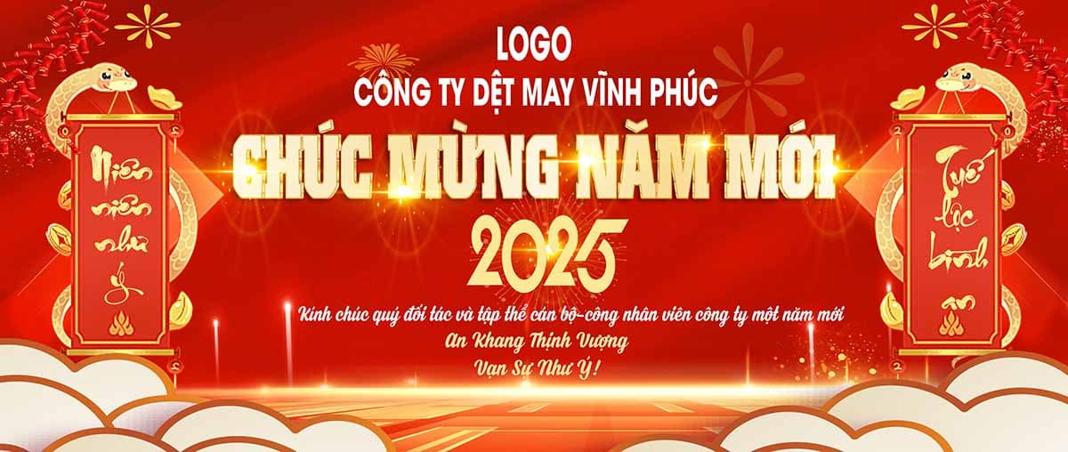 Backdrop chúc mừng năm mới 2025 file PSD mẫu số 207