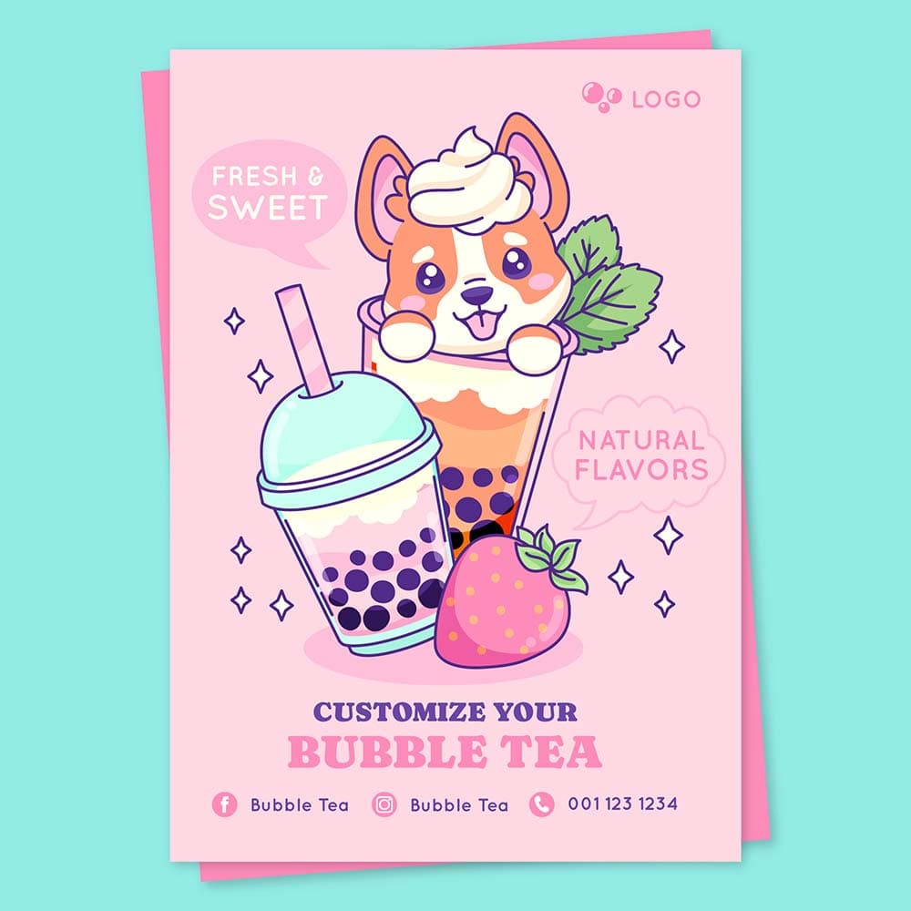 Poster đồ uống trà sữa trái cây file vector mẫu số 270