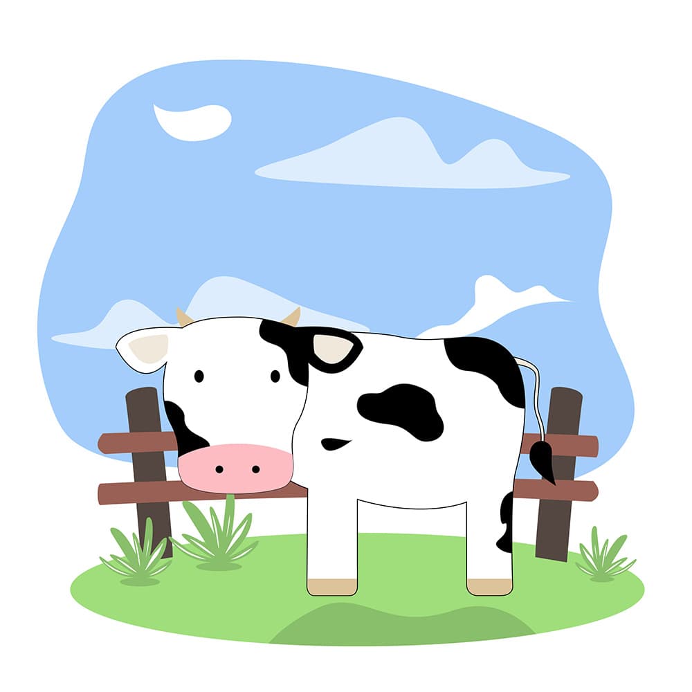Hình ảnh chú sữa bò trong trang trại file vector mẫu PM290
