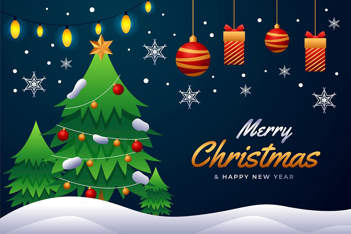 Banner cây thông giáng sinh file vector mẫu số 745