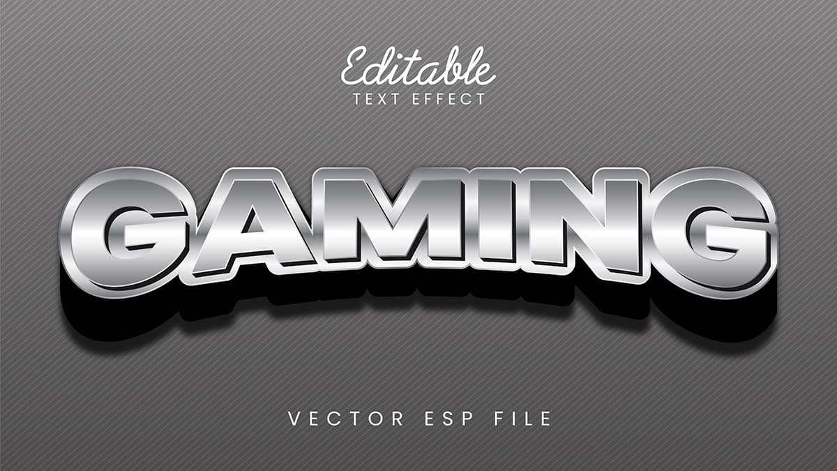 Hiệu ứng chữ 3D EPS cho phần mềm illustrator màu bạc mạnh mẽ - mẫu 462