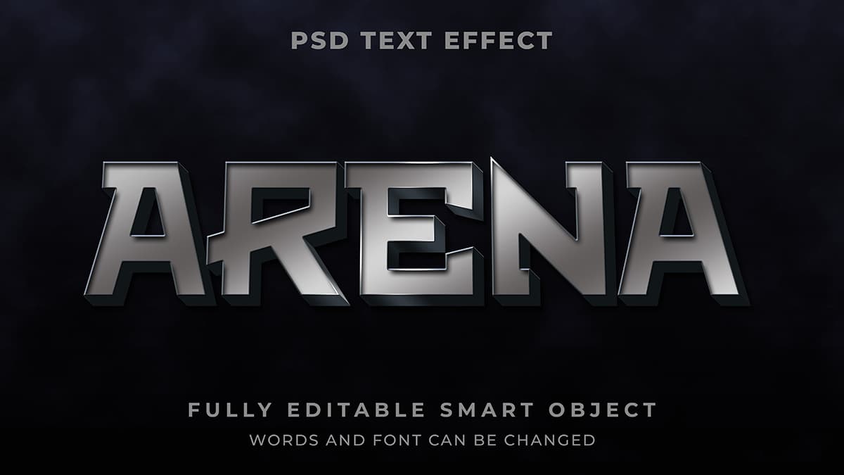 Hiệu ứng chữ 3D màu bạc file PSD mẫu HU502