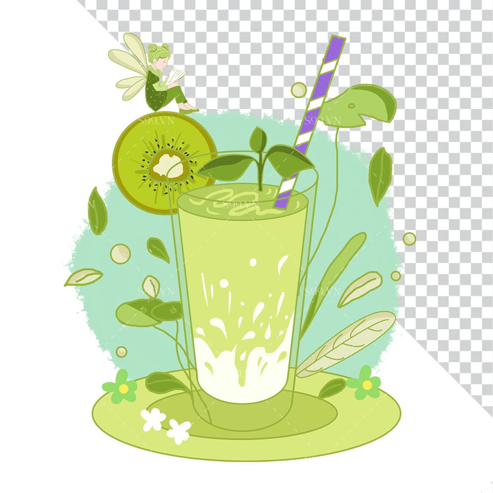 Hình ảnh cốc trà kiwi file PNG mẫu JP79