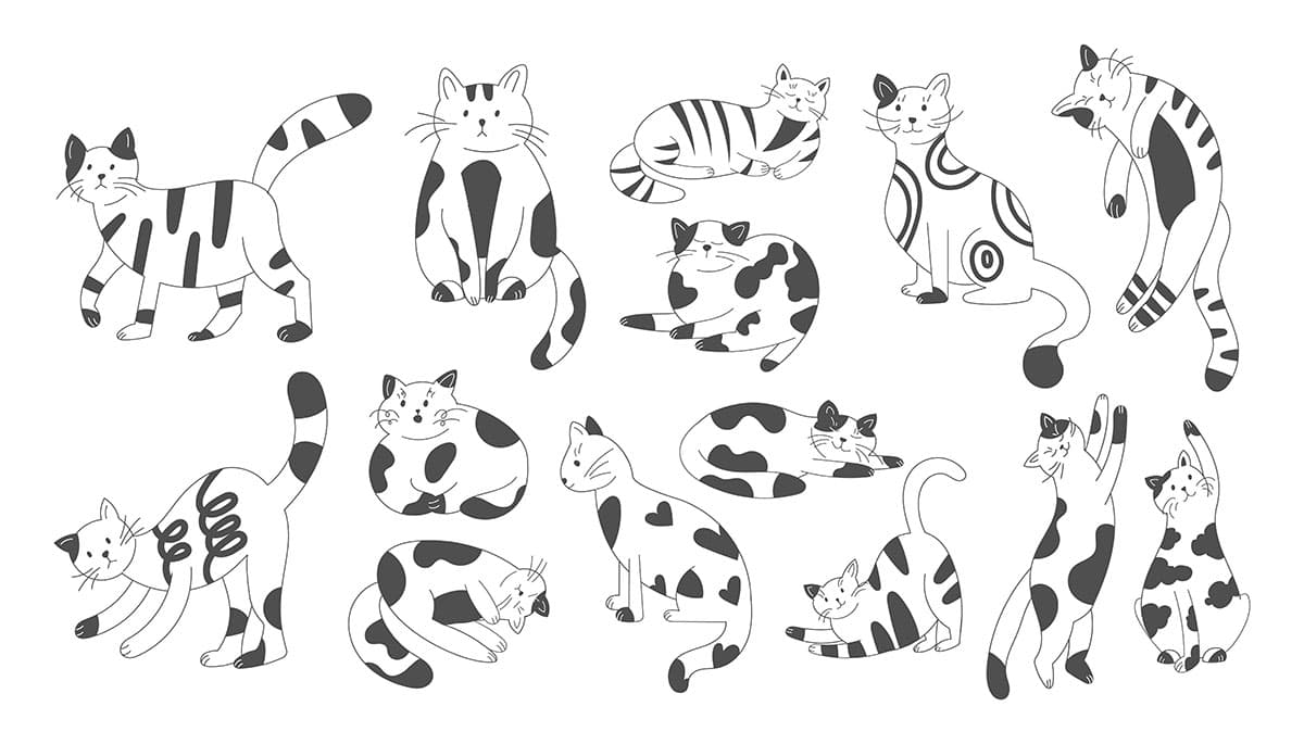 Bộ sưu tập những chú mèo cute file vector mẫu CM275