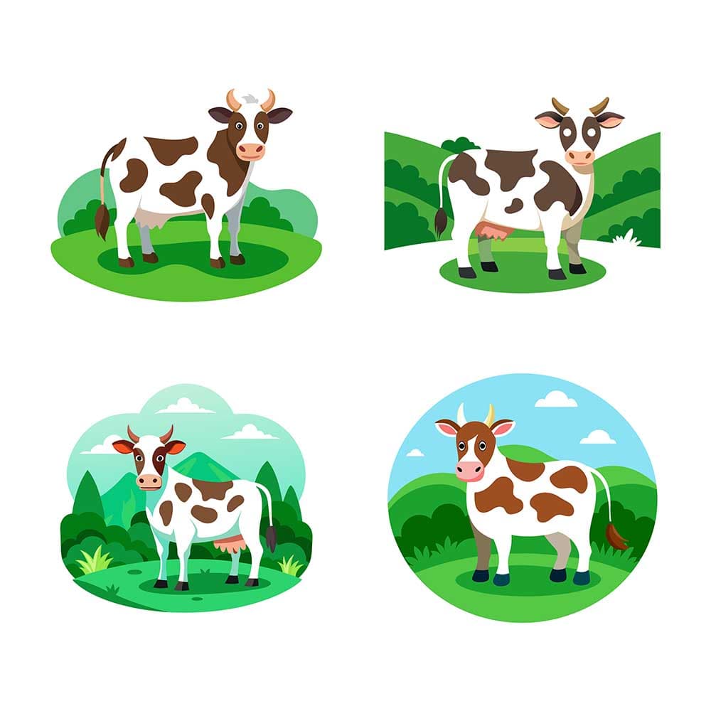 Những con bò sữa hoạt hình file vector mẫu số 735